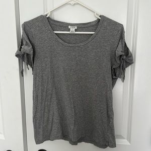 J. Crew Scoop Neck Heather Grey T-shirt with Tie Sleeves